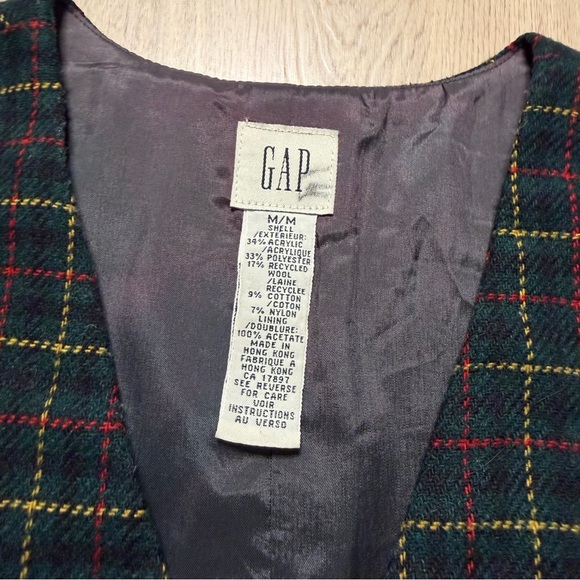 Vintage GAP Acrylic Wool Blend Waistcoat Vest Womens Medium Green 90s Preppy - Picture 4 of 7